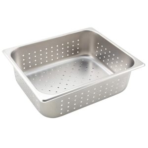 Bandeja para baño maría de acero inoxidable tamaño medio de 4 pulgadas perforada Winco