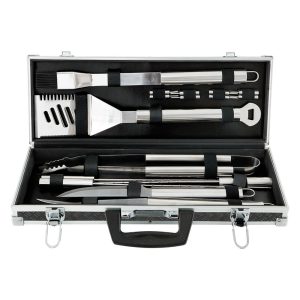 Utensilios para parrilla 18 piezas con caja de aluminio | MR-BAR-B-Q